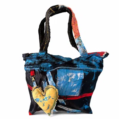 Miro Misljen Women's Black / Blue / Yellow Boho Heart Tote Bag In Black/blue/yellow