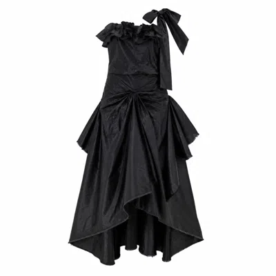 Miro Misljen Women's Black Deconstructed Halter Gown - One Size