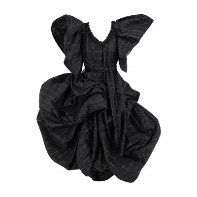 Miro Misljen Women's Black / Gold Avant-garde Silk Sculptural Dress In Multi