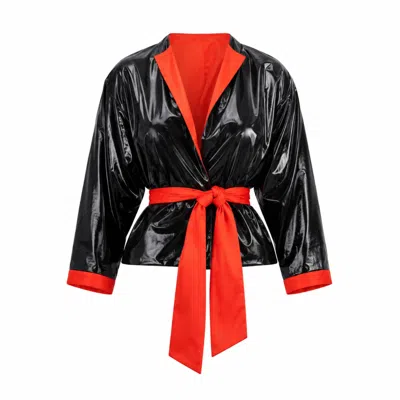 Miro Misljen Women's Black / Red Neon Noir Wrap Jacket In Black/red