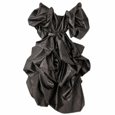 Miro Misljen Women's Black Sequined Ruffled Wrap Dress