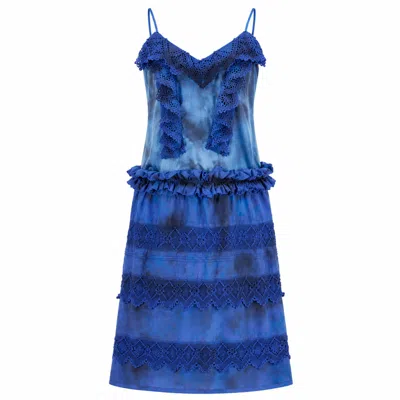 Miro Misljen Women's Blue / Black Blue Lace Slip Dress In Multi