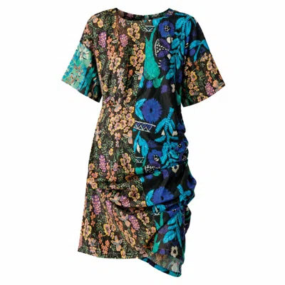 Miro Misljen Women's Blue / Green Wild Botanica Statement Dress In Multi