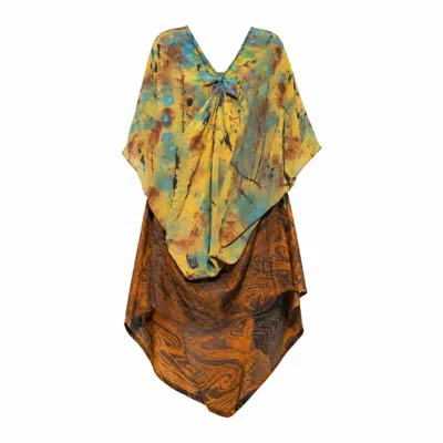 Miro Misljen Women's Brown / Green Metamorphosis Hand-painted Dress In Brown/green