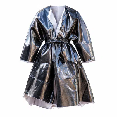 Miro Misljen Women's Lunar Armor - Silver Metallic Trench Coat - One Size