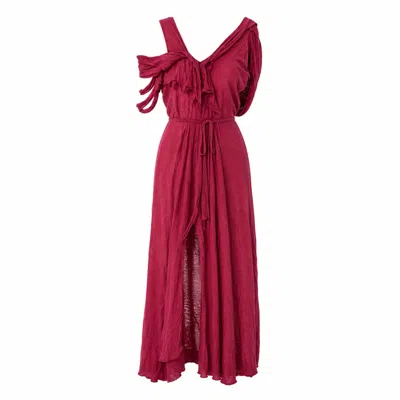 Miro Misljen Women's Red Asymmetric Cutout Jersey Maxi Dress In Burgundy