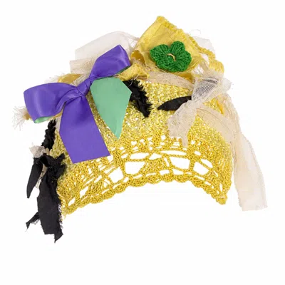 Miro Misljen Women's Yellow / Purple Sunlit Patchwork Crochet Headpiece In Multi