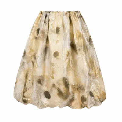 Miro Misljen Women's Yellow / White / Black Hand-painted Skirt Balloon Dress In Multi