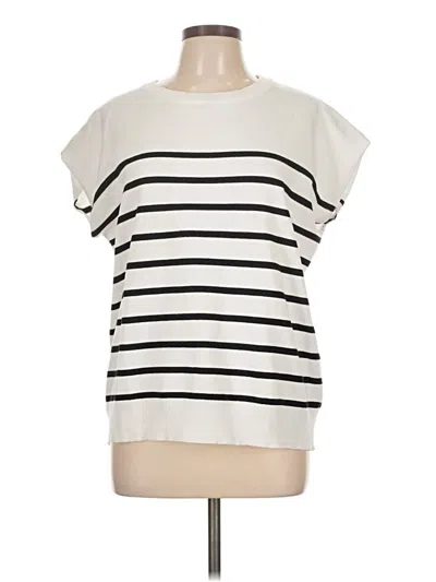 Pre-owned Mirol Short Sleeve Top Ivory Boatneck Tops In White