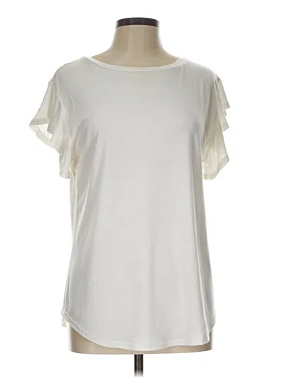 Pre-owned Mirol Short Sleeve Top Ivory Cold Shoulder Neckline Tops In White