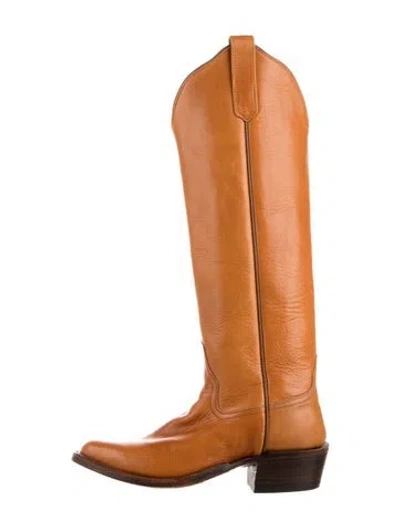 Pre-owned Miron Crosby Leather Riding Boots In Brown