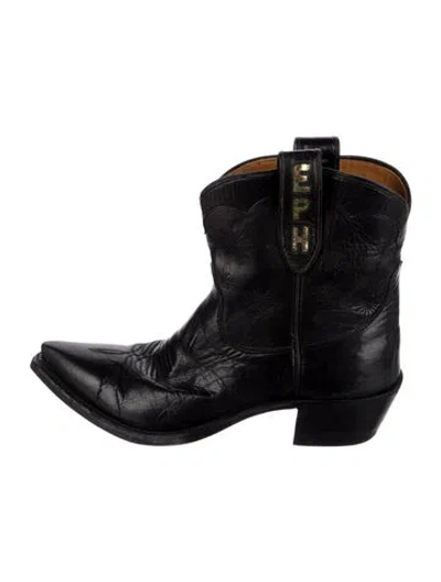 Pre-owned Miron Crosby Leather Western Boots In Black