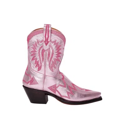 Miron Crosby Preloved Women's Maggie Metallic With White Stitching In Pink