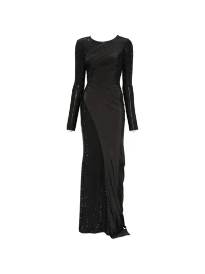 Miron Crystal-embellished Draped Dress In Black