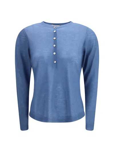 Mirror In The Sky Cashmere Henley Cardigan In Blue