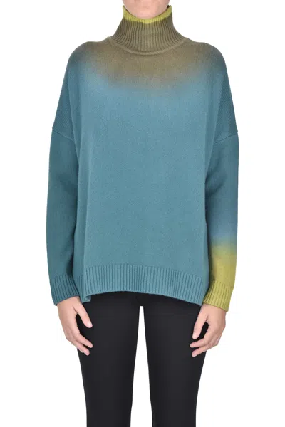 Mirror In The Sky Cashmere Turtleneck Pullover In Green