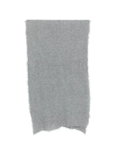 Mirror In The Sky Frayed Cashmere Scarf In Gray