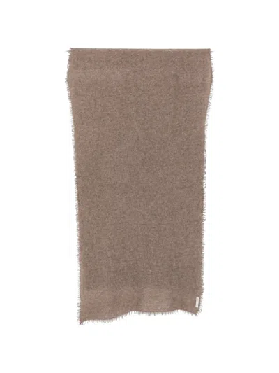 Mirror In The Sky Fringed Cashmere Scarf In Brown