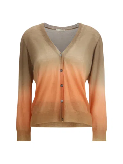Mirror In The Sky Gradient Cashmere Cardigan In Brown