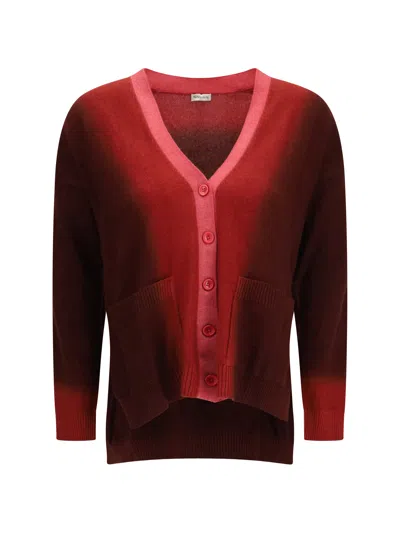 Mirror In The Sky Ombré Cashmere Cardigan In Red