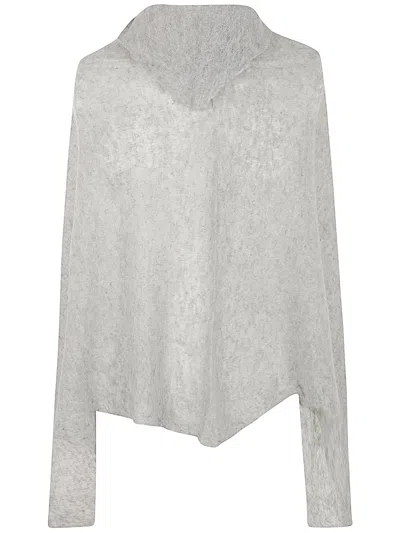 Mirror In The Sky Open Knitted Poncho In Gray