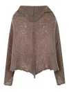 Mirror In The Sky Open Knitted Poncho In Brown