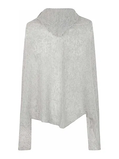 Mirror In The Sky Open Knitted Poncho In Grey