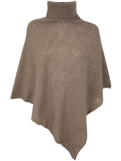 Mirror In The Sky Polo Neck Poncho In Brown