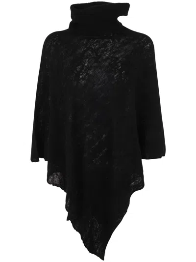 Mirror In The Sky Polo Neck Poncho In Black