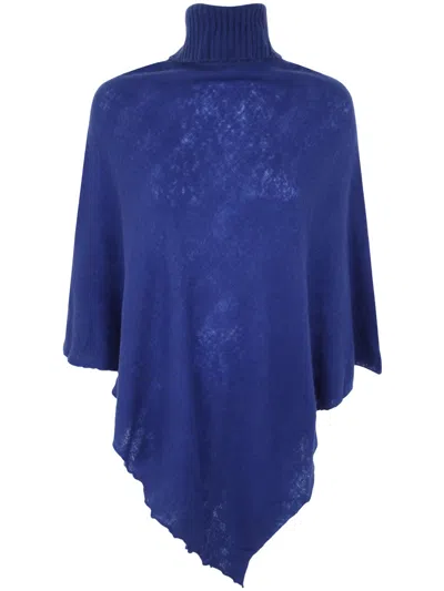 Mirror In The Sky Polo Neck Poncho In Blue