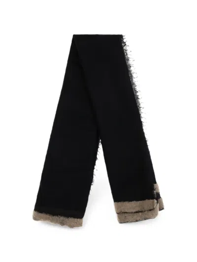 Mirror In The Sky Raw-edge Scarf In Black