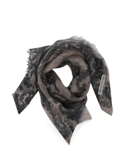 Mirror In The Sky Souffle Print Scarf In Black