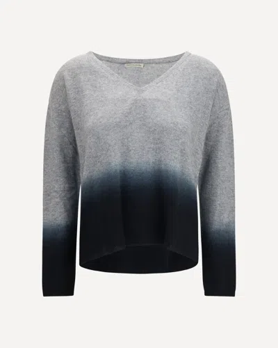 Mirror In The Sky Gradient-dyed V-neck Sweater In Gray