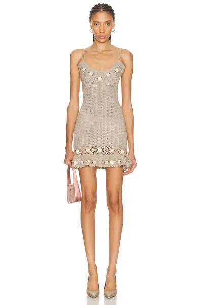Mirror Palais 3d Flower Mini Dress In Neutral