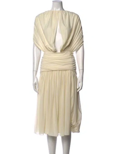 Pre-owned Mirror Palais Asymmetrical Midi Length Dress W/ Tags In Neutrals