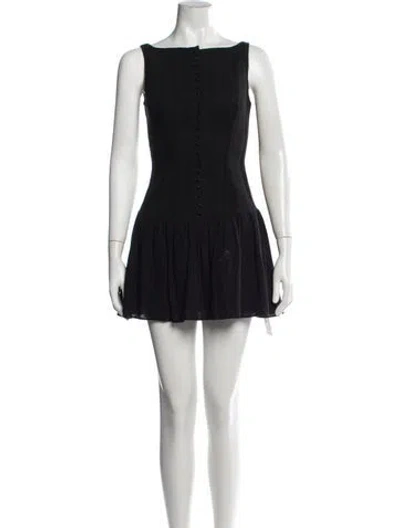 Pre-owned Mirror Palais Bateau Neckline Mini Dress In Black