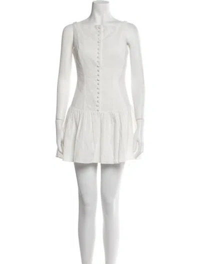 Pre-owned Mirror Palais Bateau Neckline Mini Dress W/ Tags In White