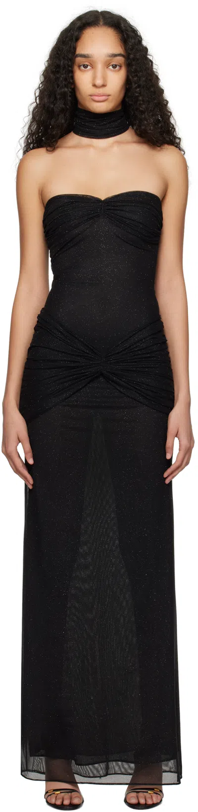 Mirror Palais Black 'the Starlite' Maxi Dress In Diamond Noir