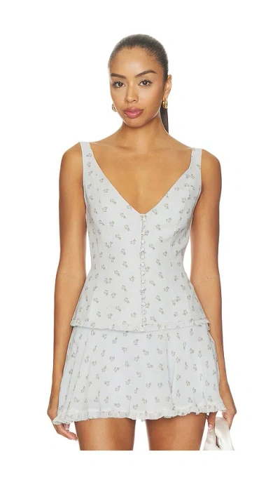 Mirror Palais Blueberry Buttercream Vest Top In White