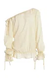 Mirror Palais Botticelli Wrinkled-cotton Micro Dress In Ivory