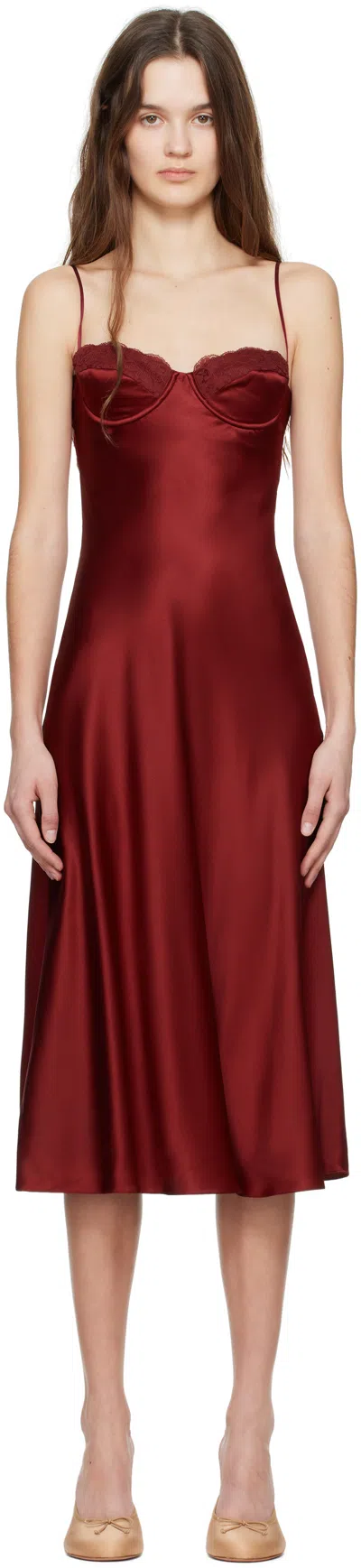 Mirror Palais Burgundy Ballet Midi Dress In Sangre