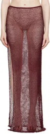 Mirror Palais Burgundy Crochet Tunic Maxi Skirt In Sangre