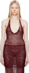 Mirror Palais Burgundy Crochet Tunic Top In Sangre