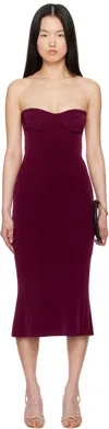 Mirror Palais Burgundy Strapless Supermodel Midi Dress In Sangre