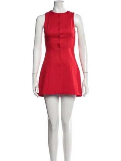 Pre-owned Mirror Palais Crew Neck Mini Dress In Red