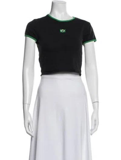 Pre-owned Mirror Palais Crew Neck Short Sleeve Crop Top In White
