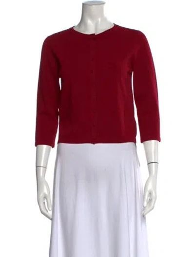 Pre-owned Mirror Palais Crew Neck Three-quarter Sleeve Button-up Top In Red