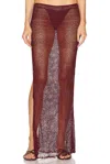 Mirror Palais Burgundy Crochet Tunic Maxi Skirt In Sangre