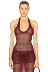 Mirror Palais Crochet Tunic Top In Sangre