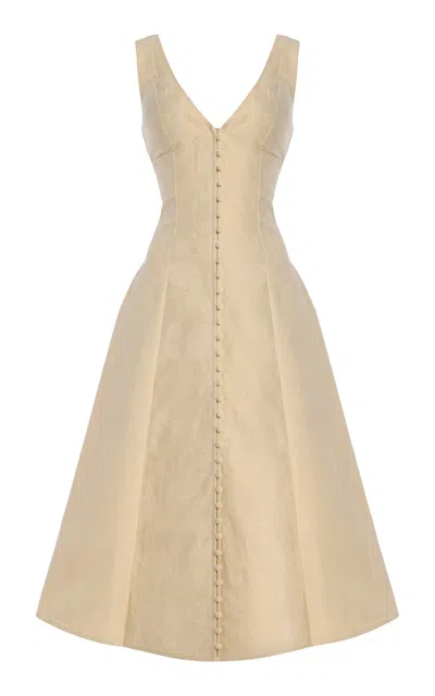 Mirror Palais Dinner's At 6 Cotton Midi Dress In Neutral